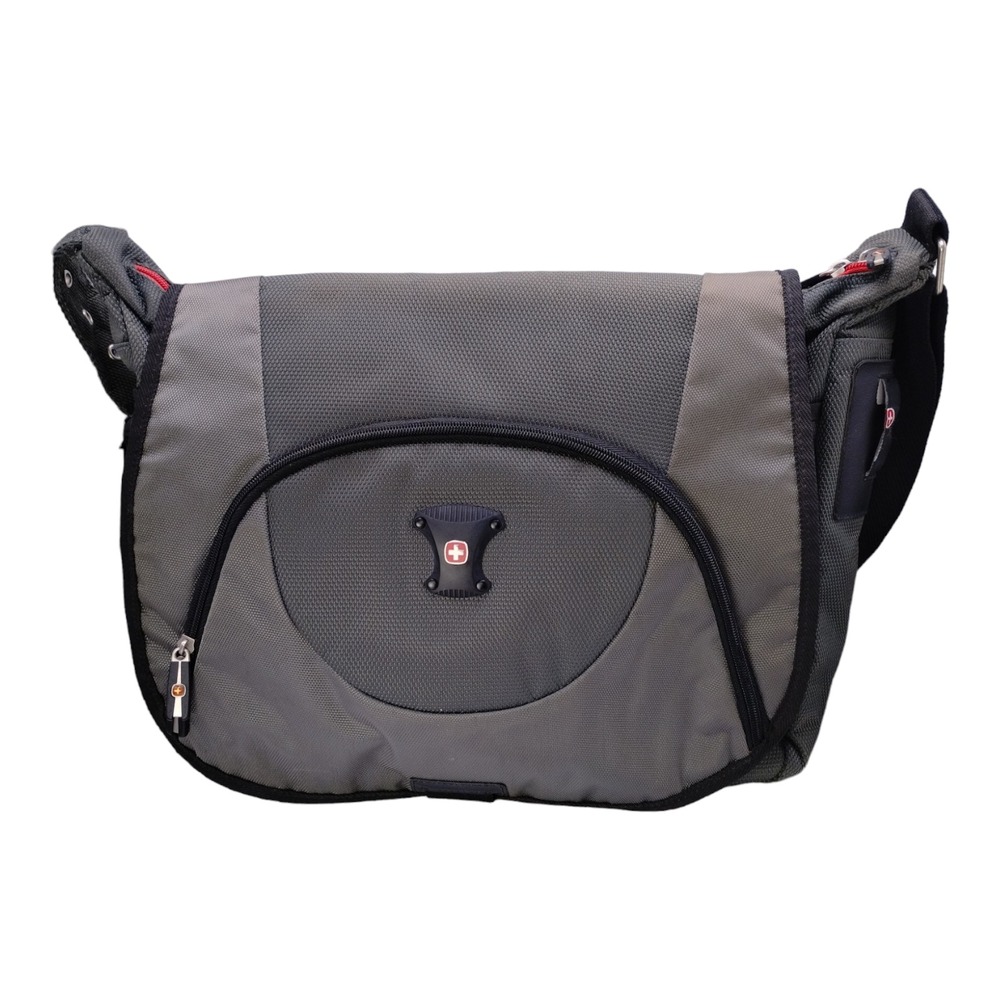 Swiss‎ Gear Laptop Messenger Bag Shoulder Cloth Gray Dark Grey Black Swissgear